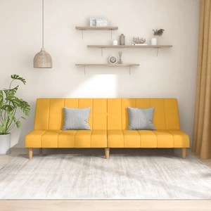 2-местно разтегателно канапе, жълто, текстил