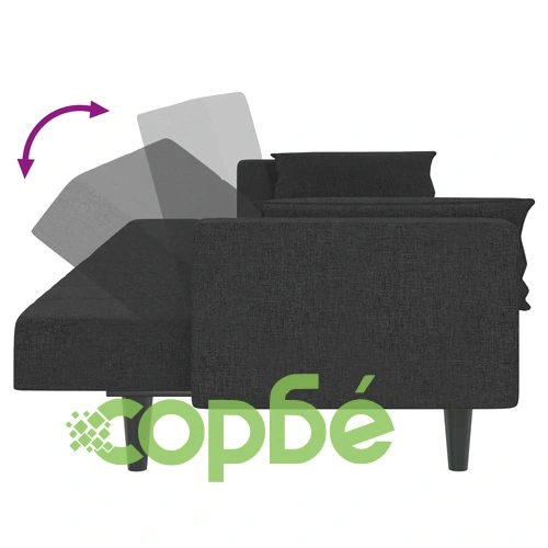 2-местно разтегателно канапе с две възглавници, черно, текстил ➤ топ цена ➤ sorbe.bg