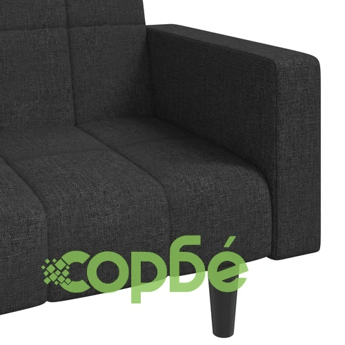 2-местно разтегателно канапе с две възглавници, черно, текстил ➤ топ цена ➤ sorbe.bg