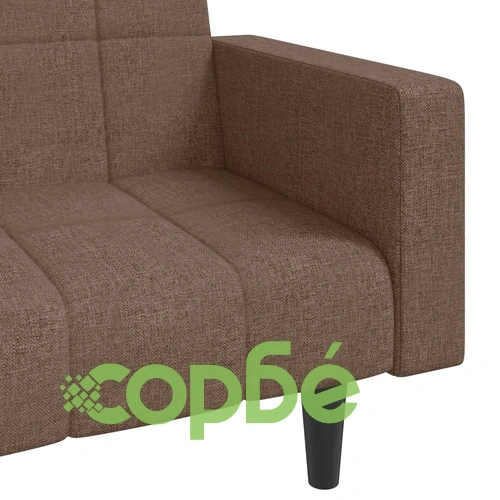 2-местно разтегателно канапе с две възглавници, таупе, текстил ➤ топ цена ➤ sorbe.bg