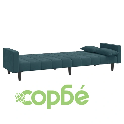 2-местно разтегателно канапе с две възглавници, синьо, кадифе ➤ топ цена ➤ sorbe.bg