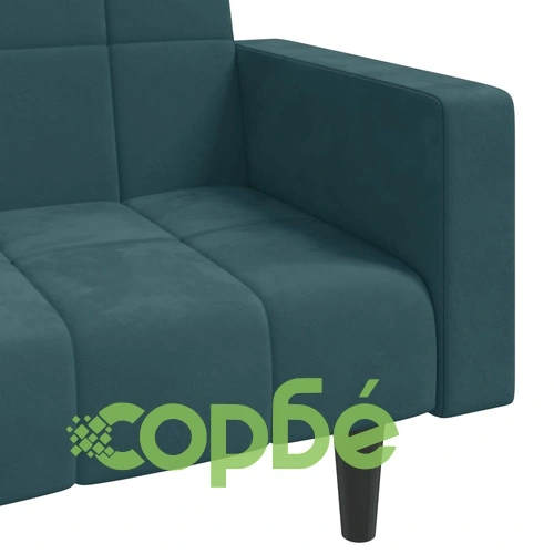 2-местно разтегателно канапе с две възглавници, синьо, кадифе ➤ топ цена ➤ sorbe.bg