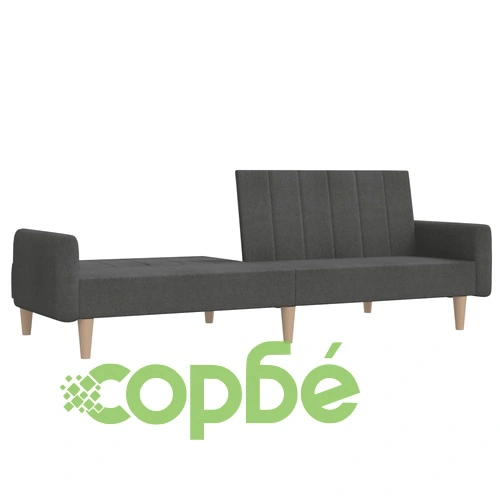 2-местно разтегателно канапе, тъмносиво, текстил ➤ топ цена ➤ sorbe.bg