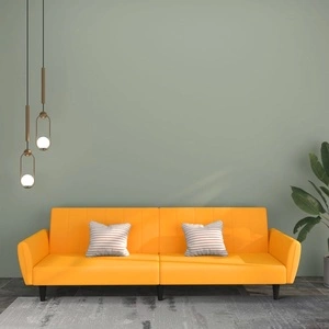 2-местно разтегателно канапе, жълто, кадифе