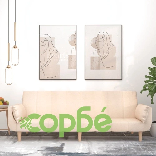 2-местно разтегателно канапе с две възглавници кремаво текстил ➤ топ цена ➤ sorbe.bg