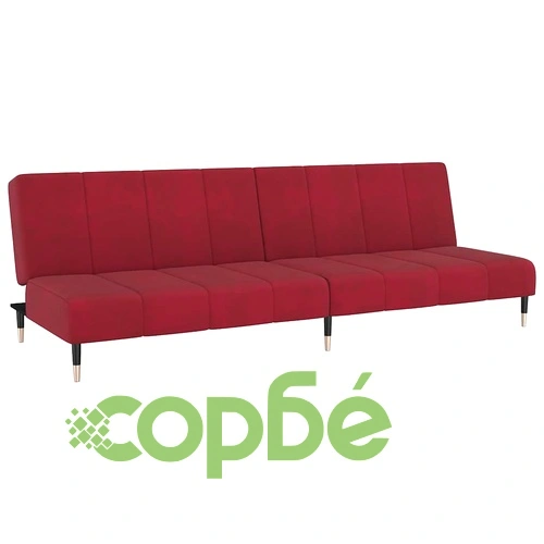 2-местно разтегателно канапе, виненочервено, кадифе ➤ топ цена ➤ sorbe.bg