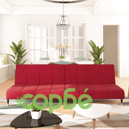 2-местно разтегателно канапе, виненочервено, кадифе ➤ топ цена ➤ sorbe.bg