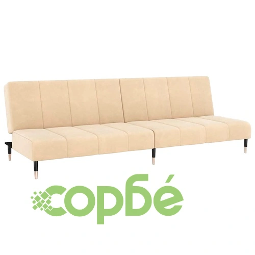 2-местно разтегателно канапе, кремаво, кадифе ➤ топ цена ➤ sorbe.bg