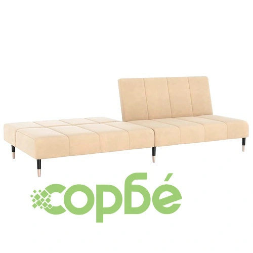 2-местно разтегателно канапе, кремаво, кадифе ➤ топ цена ➤ sorbe.bg