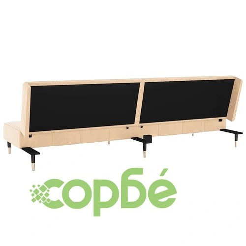 2-местно разтегателно канапе, кремаво, кадифе ➤ топ цена ➤ sorbe.bg