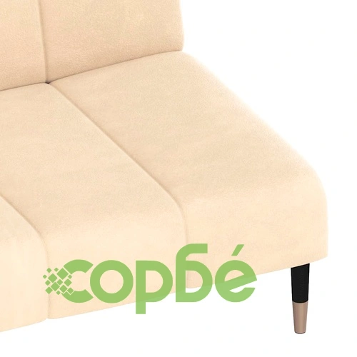 2-местно разтегателно канапе, кремаво, кадифе ➤ топ цена ➤ sorbe.bg