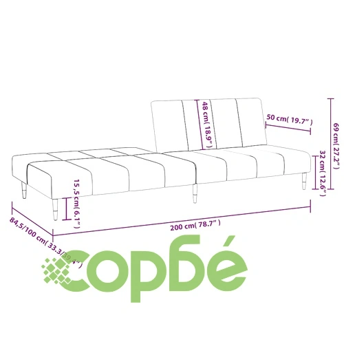 2-местно разтегателно канапе, кремаво, кадифе ➤ топ цена ➤ sorbe.bg