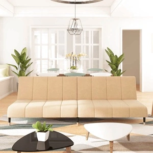 2-местно разтегателно канапе, кремаво, кадифе