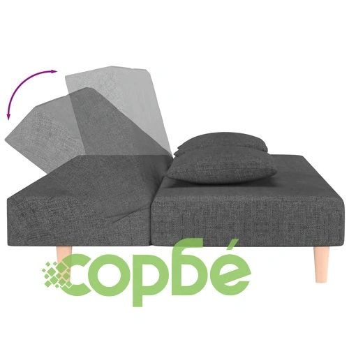 2-местно разтегателно канапе с възглавници, тъмносиво, текстил ➤ топ цена ➤ sorbe.bg