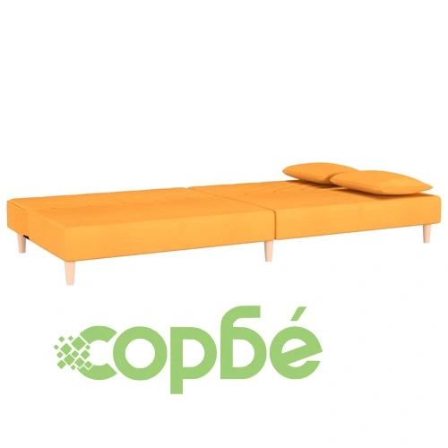 2-местно разтегателно канапе с две възглавници, жълто, текстил ➤ топ цена ➤ sorbe.bg