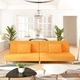 2-местно разтегателно канапе с две възглавници, жълто, текстил