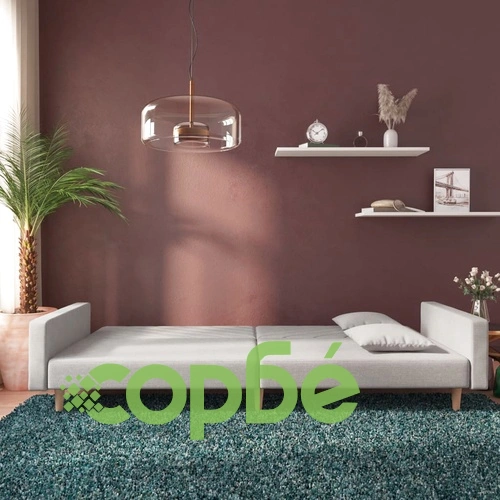 2-местно разтегателно канапе с възглавници, светлосиво, текстил ➤ топ цена ➤ sorbe.bg