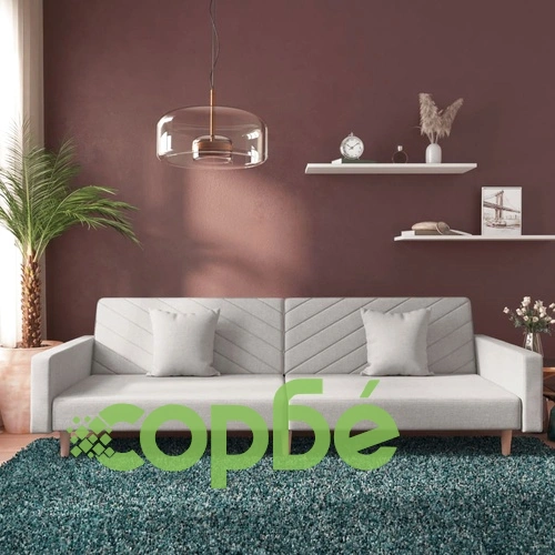 2-местно разтегателно канапе с възглавници, светлосиво, текстил ➤ топ цена ➤ sorbe.bg