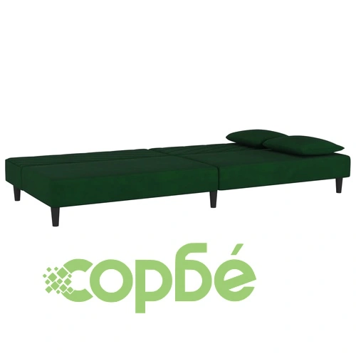 2-местно разтегателно канапе с възглавници, тъмнозелено, кадифе ➤ топ цена ➤ sorbe.bg