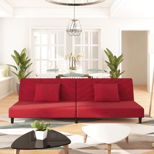 2-местно канапе с две възглавници, виненочервено, кадифе