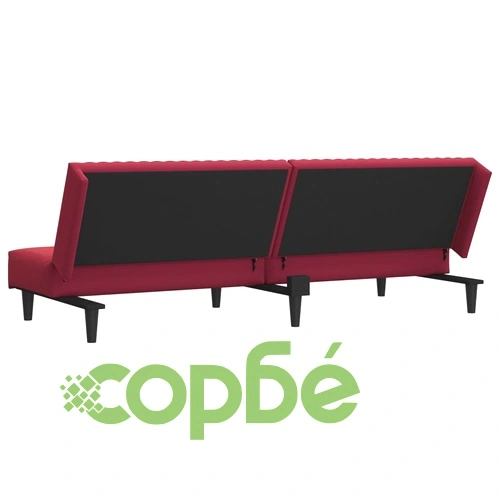 2-местно разтегателно канапе, виненочервено, кадифе ➤ топ цена ➤ sorbe.bg