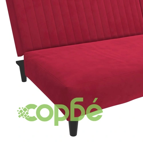 2-местно разтегателно канапе, виненочервено, кадифе ➤ топ цена ➤ sorbe.bg