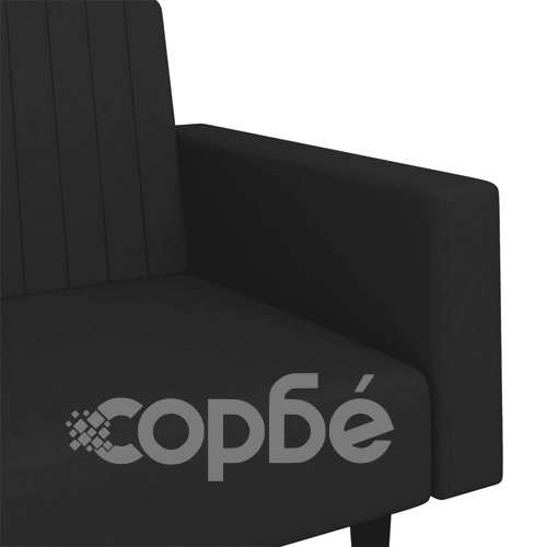2-местно разтегателно канапе, черно, кадифе ➤ топ цена ➤ sorbe.bg