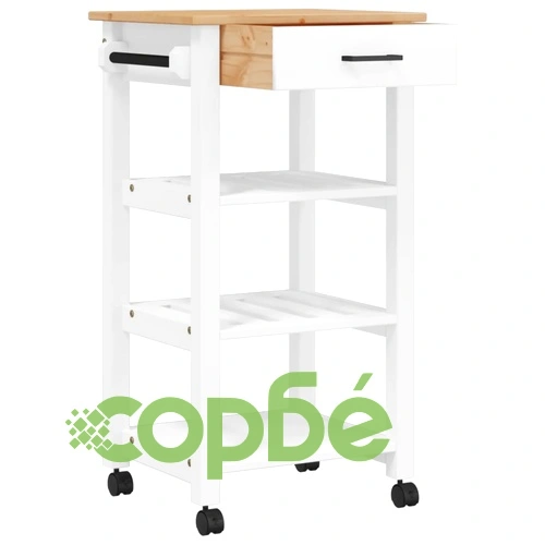 Кухненска количка MONZA 48x40x90 см борово дърво масив ➤ топ цена ➤ sorbe.bg