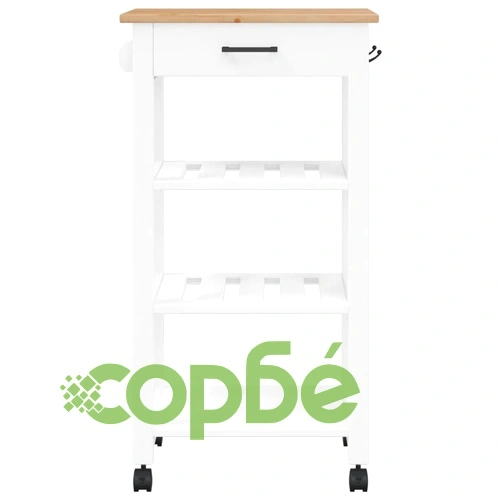 Кухненска количка MONZA 48x40x90 см борово дърво масив ➤ топ цена ➤ sorbe.bg