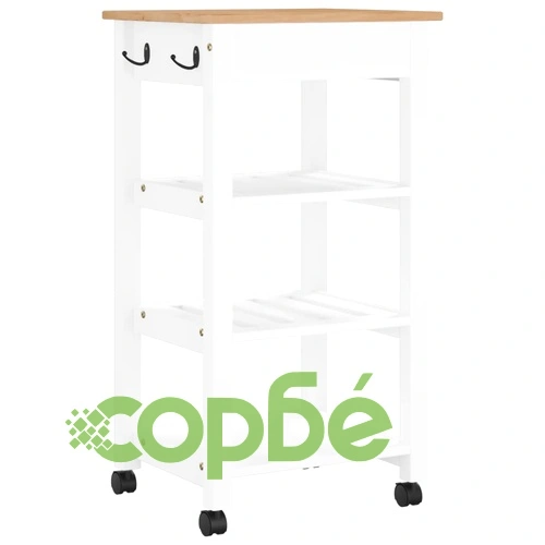 Кухненска количка MONZA 48x40x90 см борово дърво масив ➤ топ цена ➤ sorbe.bg