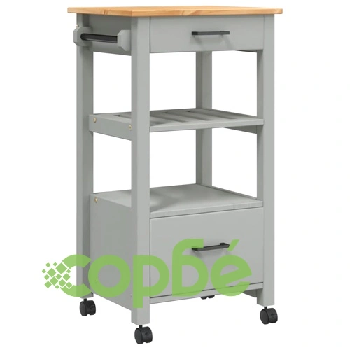 Кухненска количка MONZA 48x40x90 см борово дърво масив ➤ топ цена ➤ sorbe.bg