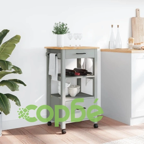 Кухненска количка MONZA 48x40x90 см борово дърво масив ➤ топ цена ➤ sorbe.bg