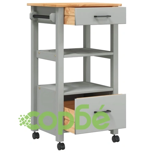 Кухненска количка MONZA 48x40x90 см борово дърво масив ➤ топ цена ➤ sorbe.bg