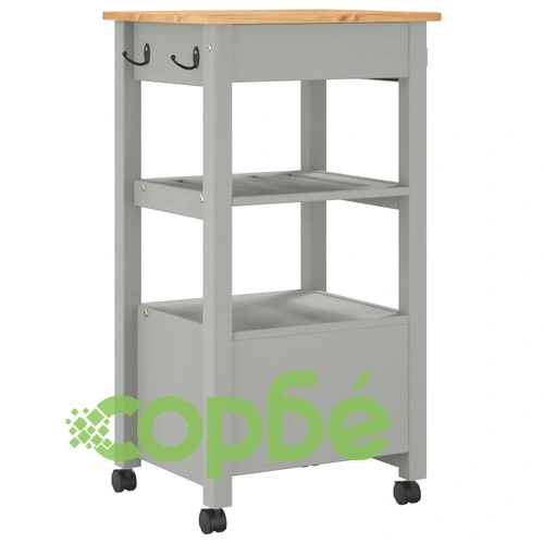 Кухненска количка MONZA 48x40x90 см борово дърво масив ➤ топ цена ➤ sorbe.bg