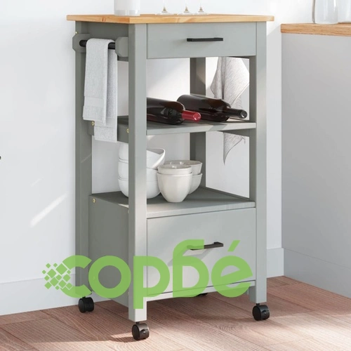 Кухненска количка MONZA 48x40x90 см борово дърво масив ➤ топ цена ➤ sorbe.bg