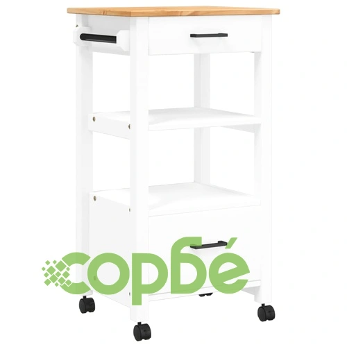 Кухненска количка MONZA 48x40x90 см борово дърво масив ➤ топ цена ➤ sorbe.bg