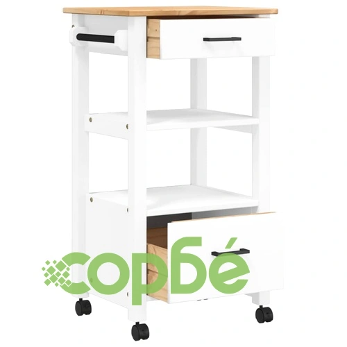 Кухненска количка MONZA 48x40x90 см борово дърво масив ➤ топ цена ➤ sorbe.bg