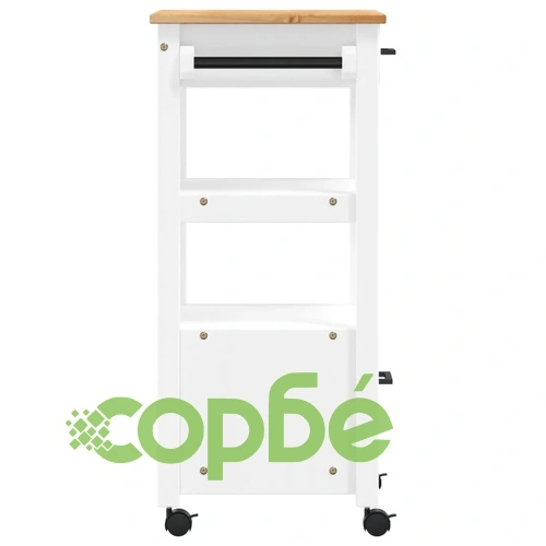 Кухненска количка MONZA 48x40x90 см борово дърво масив ➤ топ цена ➤ sorbe.bg