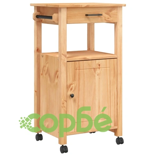 Кухненска количка MONZA 48x40x90 см борово дърво масив ➤ топ цена ➤ sorbe.bg