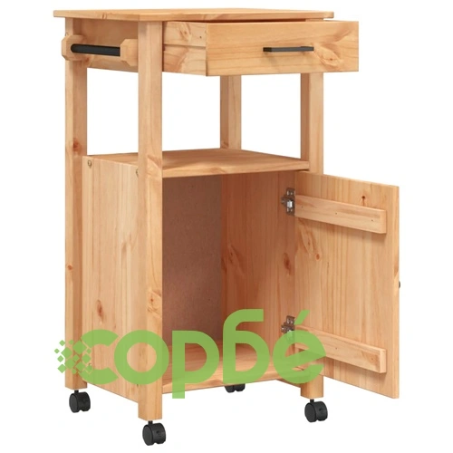Кухненска количка MONZA 48x40x90 см борово дърво масив ➤ топ цена ➤ sorbe.bg