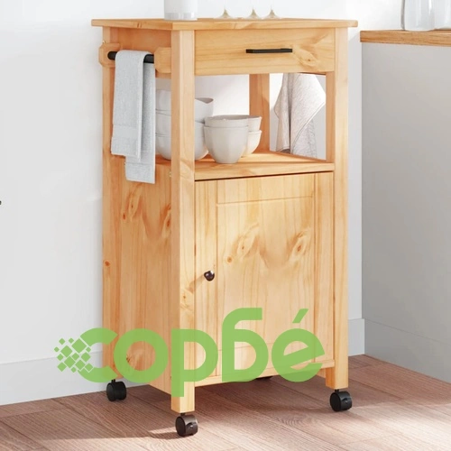 Кухненска количка MONZA 48x40x90 см борово дърво масив ➤ топ цена ➤ sorbe.bg