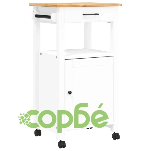 Кухненска количка MONZA 48x40x90 см борово дърво масив ➤ топ цена ➤ sorbe.bg