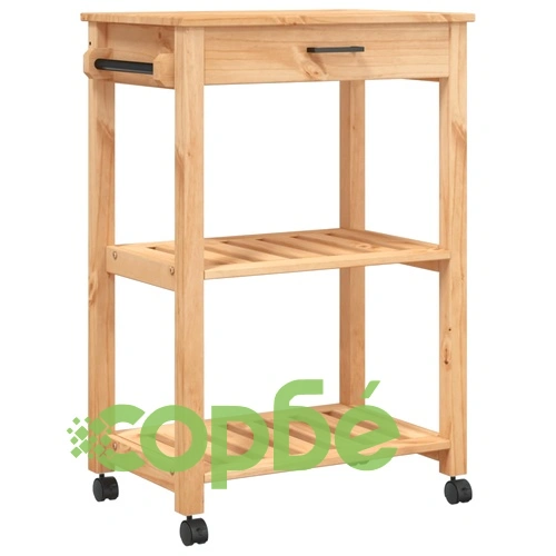 Кухненска количка MONZA 60x40x90 см борово дърво масив ➤ топ цена ➤ sorbe.bg