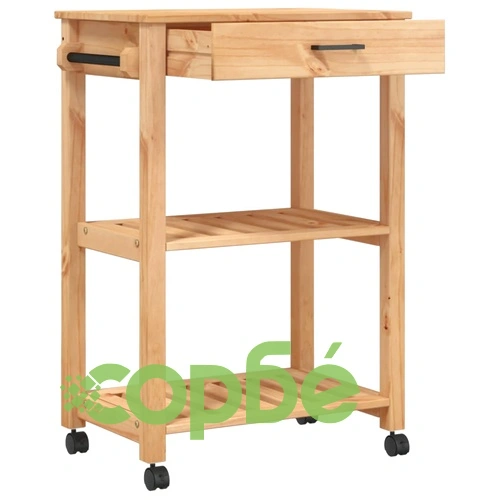 Кухненска количка MONZA 60x40x90 см борово дърво масив ➤ топ цена ➤ sorbe.bg