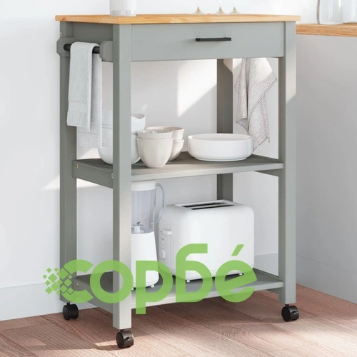 Кухненска количка MONZA 60x40x90 см борово дърво масив ➤ топ цена ➤ sorbe.bg