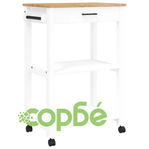 Кухненска количка MONZA 60x40x90 см борово дърво масив ➤ топ цена ➤ sorbe.bg