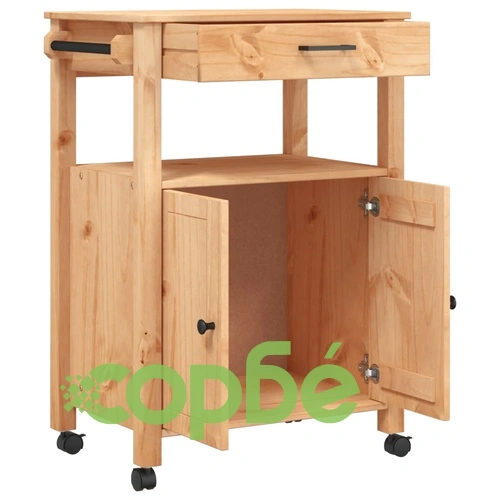 Кухненска количка MONZA 60x40x90 см борово дърво масив ➤ топ цена ➤ sorbe.bg