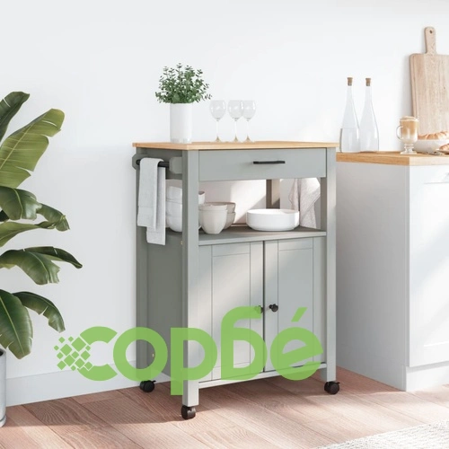 Кухненска количка MONZA 60x40x90 см борово дърво масив ➤ топ цена ➤ sorbe.bg