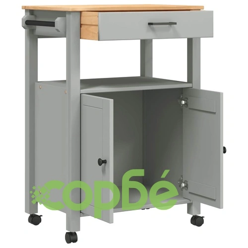 Кухненска количка MONZA 60x40x90 см борово дърво масив ➤ топ цена ➤ sorbe.bg