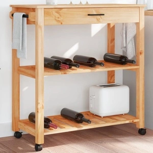 Кухненска количка MONZA 84x40x90 см борово дърво масив